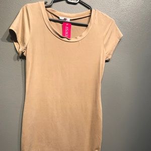NEW Tan suede short sleeve dress